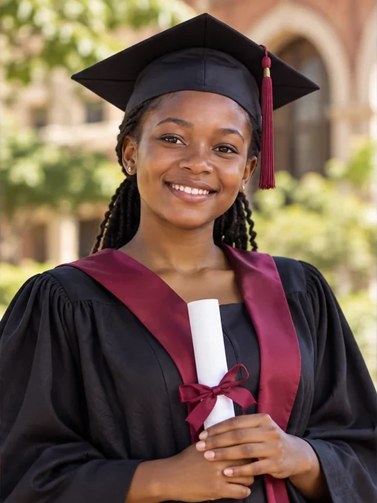 The same young woman graduating from university