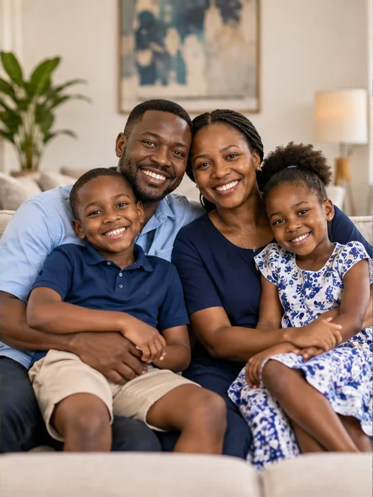 A joyful family supported through life’s journey
